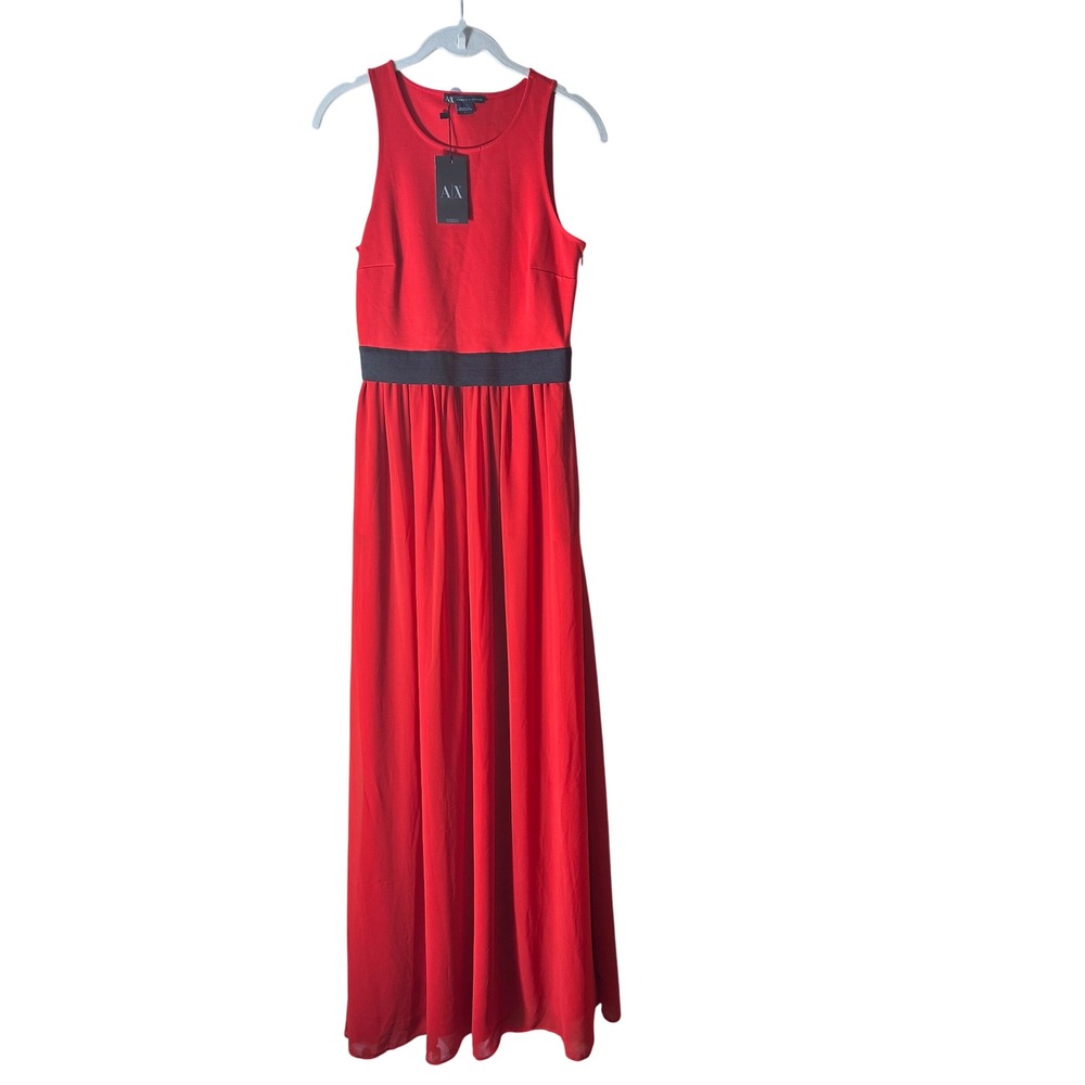 Armani Exchange Maxi Dress Size‎ 4 Sleeveless Red Evening Gown Formal Party NWT